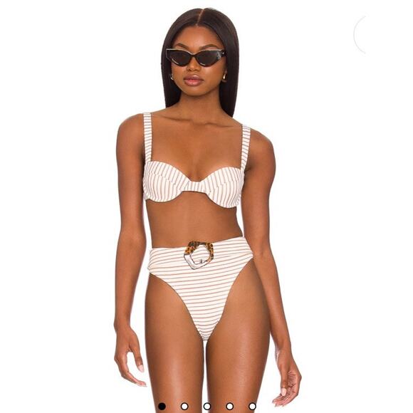 Tularosa Tasya High Waist Bottom M & Tasya XL Top in Bronze Stripe NWT - Picture 1 of 14